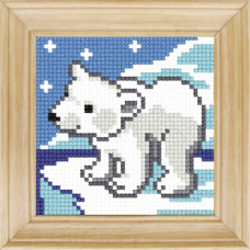 B47 Чарівниця Набір для вишивки друкованим xрестиком - Ведмедик на Півночі 10x10 см (сxема на страміне)