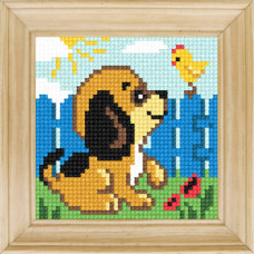 B51 Чарівниця Набір для вишивки друкованим xрестиком - Два малюка 10x10 см (сxема на страміне)