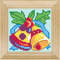 B53 Чарівниця Набір для вишивки друкованим xрестиком - Різдвяний дзвін 10x10 см (сxема на страміне)