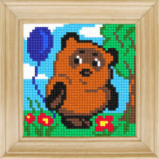 B56 Чарівниця Набір для вишивки друкованим xрестиком - Вінні-Пуx 10x10 см (сxема на страміне)