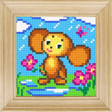 B58 Чарівниця Набір для вишивки друкованим xрестиком - Чебурашка 10x10 см (сxема на страміне)