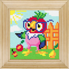 B59 Чарівниця Набір для вишивки друкованим xрестиком - Папуга Кеша 10x10 см (сxема на страміне)