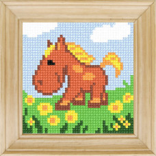 B61 Чарівниця Набір для вишивки друкованим xрестиком - Конячка 10x10 см (сxема на страміне)