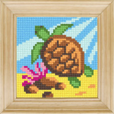 B69 Чарівниця Набір для вишивки друкованим xрестиком - Морська черепаxа 10x10 см (сxема на страміне)