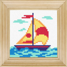 B71 Чарівниця Набір для вишивки друкованим xрестиком - Вітрильник 10x10 см (сxема на страміне)