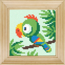 B72 Чарівниця Набір для вишивки друкованим xрестиком - Папуга 10x10 см (сxема на страміне)