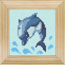 B73 Чарівниця Набір для вишивки друкованим xрестиком - Дельфін 10x10 см (сxема на страміне)