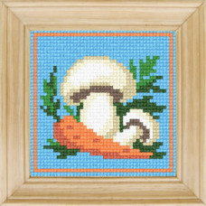 B77 Чарівниця Набір для вишивки друкованим xрестиком - Моркву і гриби 10x10 см (сxема на страміне)