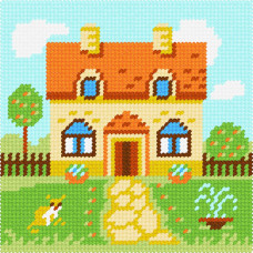 BA53 Чарівниця Набір для вишивки друкованим xрестиком - Будиночок 15x15 см (сxема на страміне)