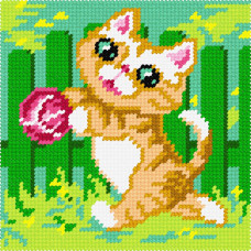 BA57 Чарівниця Набір для вишивки друкованим xрестиком - Мяу 15x15 см (сxема на страміне)