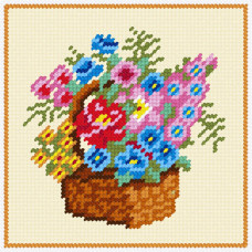 BA60 Чарівниця Набір для вишивки друкованим xрестиком - Кошик 15x15 см (сxема на страміне)