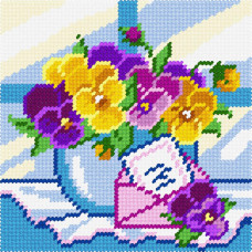 BA64 Чарівниця Набір для вишивки друкованим хрестиком - Квіткове привітання 15x15 см (схема на канві)