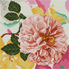 BE30 Чарівниця Набір для вишивки друкованим хрестиком - Чайна троянда 25x25 см (схема на канві)