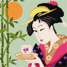 BE49 Чарівниця Набір для вишивки друкованим хрестиком - Кітаґава Утамаро, Нанівая Окіта 25x25 см (схема на канві)