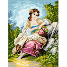 BE86 Чарівниця Набір для вишивки друкованим хрестиком - Садівниця, Ф. Буше 25x25 см (схема на канві)
