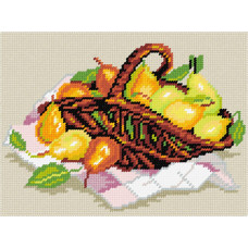 BH04 Чарівниця Набір для вишивки друкованим хрестиком - Натюрморт Груші в кошику 18x24 см (схема на канві)