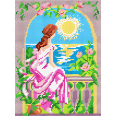 BH06 Чарівниця Набір для вишивки друкованим хрестиком - Панянка біля вікна 18x24 см (схема на канві)