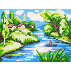 BH11 Чарівниця Набір для вишивки друкованим хрестиком - Пейзаж Широчінь Дніпра 18x24 см (схема на канві)
