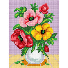BH14 Чарівниця Набір для вишивки друкованим хрестиком - Маки у вазі 18x24 см (схема на канві)