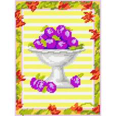 BH25 Чарівниця Набір для вишивки друкованим хрестиком - Натюрморт Сливи у вазі 18x24 см (схема на канві)