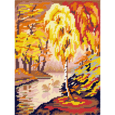 BH32 Чарівниця Набір для вишивки друкованим хрестиком - Пейзаж Золота осінь 18x24 см (схема на канві)