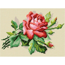 BH45 Чарівниця Набір для вишивки друкованим хрестиком - Червона троянда 18x24 см (схема на канві)