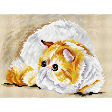 BH47 Чарівниця Набір для вишивки друкованим хрестиком - Пушистий кіт 18x24 см (схема на канві)