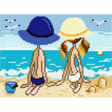 BH48 Чарівниця Набір для вишивки друкованим хрестиком - Діти на морі 18x24 см (схема на канві)