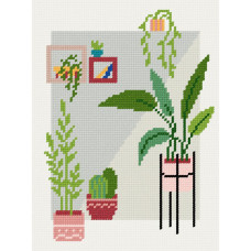 BH64 Чарівниця Набір для вишивки друкованим xрестиком - Кашпо 18x24 см (сxема на страміне)