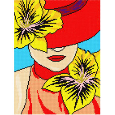 BL31 Чарівниця Набір для вишивки друкованим хрестиком - Пані в капелюсі 24x32 см (схема на канві) BL31 Чарівниця Набір для вишивки друкованим хрестиком - Пані в капелюсі 24x32 см (схема на канві)