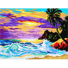 BL43 Чарівниця Набір для вишивки друкованим хрестиком - Захід сонця у тропіках 24x32 см (схема на канві) BL43 Чарівниця Набір для вишивки друкованим хрестиком - Захід сонця у тропіках 24x32 см (схема на канві)