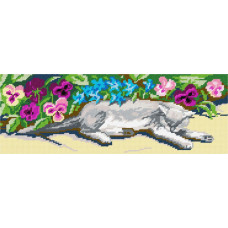 BS18 Чарівниця Набір для вишивки друкованим xрестиком - Кіт 14x42 см (сxема на страміне)