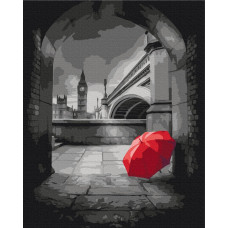 BS32893 Червона парасолька під Біг-Беном. Brushme. Картина за номерами