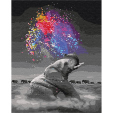 BS36046 Слон з яскравими фарбами. Brushme. Картина за номерами