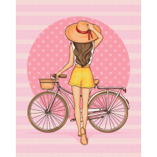 BS51341 Дівчина з велосипедом. Brushme. Картина за номерами