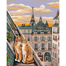 BS51773 Котяча ніжність в Парижі. Brushme. Картина за номерами