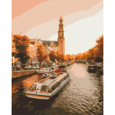 BS52616 Прогулянка по вечірньому Амстердаму. Brushme. Картина за номерами