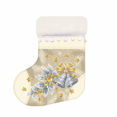 ЧН_018 Virena Заготовка для вишивки бісером - Чобіток для подарунків святковий з дзвониками 25х32 см (схема на габардині)