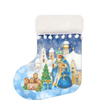 ЧН_020 Virena Заготовка для вишивки бісером - Чобіток для подарунків святковий Св.Миколай з подарунками 25х32 см (схема на габардині)