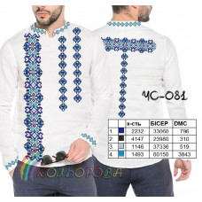 ЧС-081 Сорочка чоловіча з рукавами, домоткане лана, білий, р.42-52. Кольорова. Заготовка для вишивки бісером або нитками
