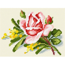 D35 Троянда і мімоза, К. Кляйн, 15х20 см. Чарівниця. Канва з нанесеним малюнком