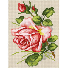 D37 Рожева троянда, К. Кляйн, 15х20 см. Чарівниця. Канва з нанесеним малюнком