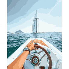 DY240 На катері по морю в Дубай, 40х50 см. Strateg. Картина за номерами (Стратег)