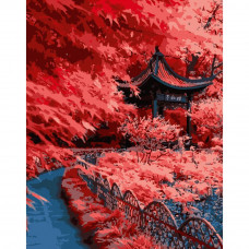 DY275 Червоне листя Японії, 40х50 см. Strateg. Картина за номерами (Стратег)