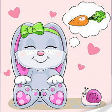 ES-0876 Кролик з морквою, 30х30 см. Strateg. Картина за номерами (Стратег)