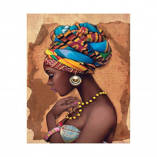FA20190 Дівчина з Африки, 40х50 см. Strateg. Набір алмазної мозаїки на підрамнику (круглі, повна). Стратег