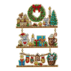 ФІН_207 Дерев’яна заготовка для вишивки бісером - Іграшка Декор Різдвяний 24x33 см