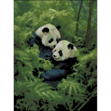 FZ3040-08 Strateg Алмазна мозаїка - Панди в лісі, 30x40 см (квадратні, на підрамнику, Стратег)