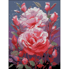 FZ3040-20 Strateg Алмазна мозаїка - Яскраві троянди, 30x40 см (квадратні, на підрамнику, Стратег)