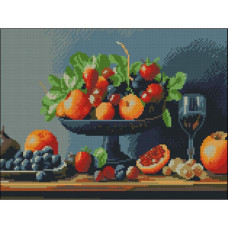 FZ3040-29 Strateg Алмазна мозаїка - Чаша з фруктами, 30x40 см (квадратні, на підрамнику, Стратег)
